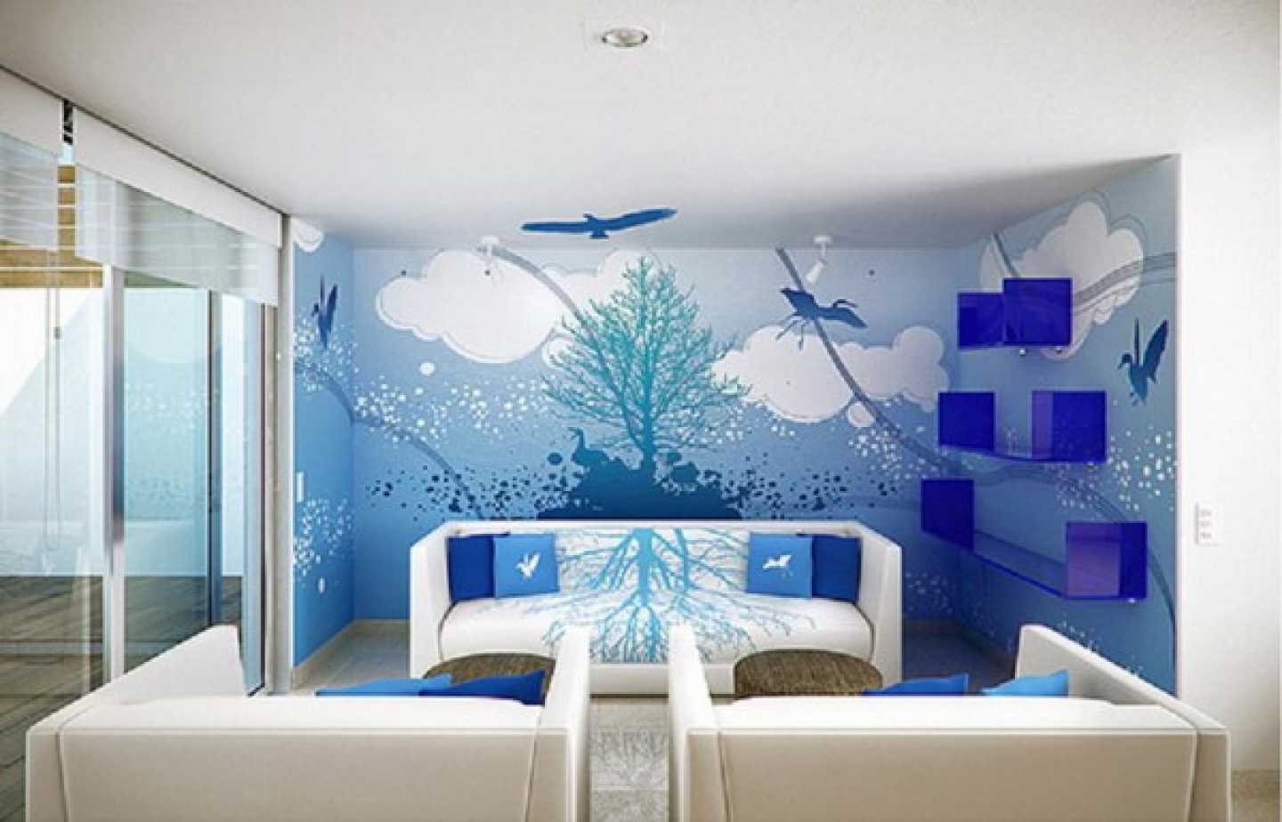 innovative blue  wall living  room  paint  ideas  nestaspace 